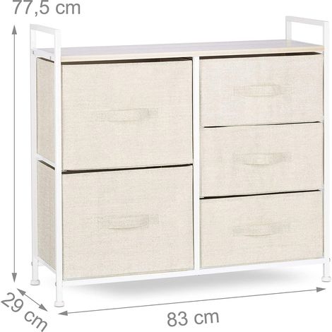 Cómoda mueble de almacenaje con cajones de tela beige 1300025825