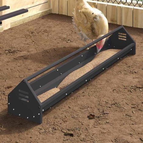 Plateau pour aliments pour poules, noir, 108 x 20,5 x 20 cm (1/4)