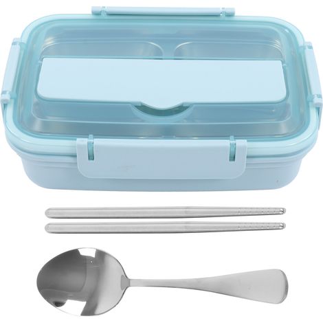 Lunchbox aus Edelstahl 304 mit 4 Fächern, tragbarer Behälter für Schule und Büro, blau (1/5)