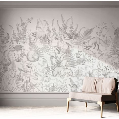 Papier peint autocollant adhésif avec motifs pour salon et chambre accessoire stylé pour votre intérieur Animaux de la forêt 312x219 cm (1/5)