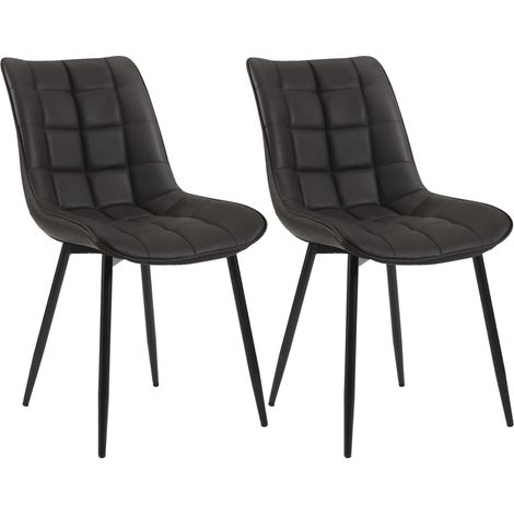 Woltu – Lot de 2 chaises de salle à manger – Siège en similicuir rembourré – Pieds en métal – Hauteur 85.5cm – Charge max 100kg – Design moderne