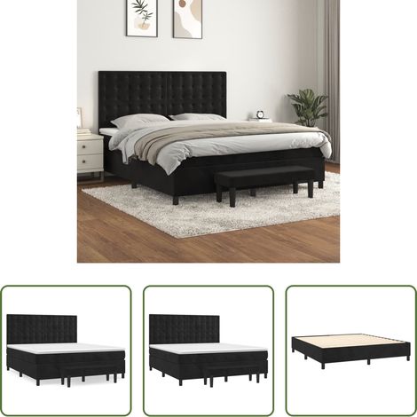 vidaXL Matelas à ressorts ensachés - Sommier à lattes de lit et matelas Noir 160x200 cm Velours (1/5)