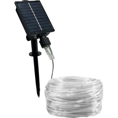 Filo led 10 metri 100 micro led stringa a pannello solare con picchetto catena di luce per decorazioni natalizie giardino luce fredda 6500k (1/5)