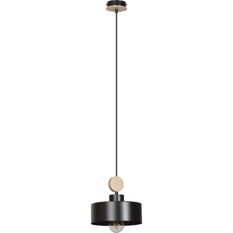 Suspension Emibig Tuniso noire Ø20 cm E27 métal/bois (1/5)