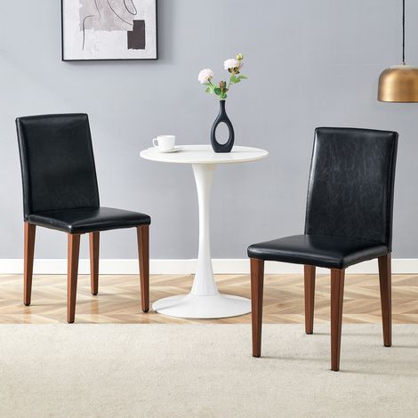 Lot de 2 chaises de salle à manger avec pieds en noyer, patins antidérapants, noyer et noir