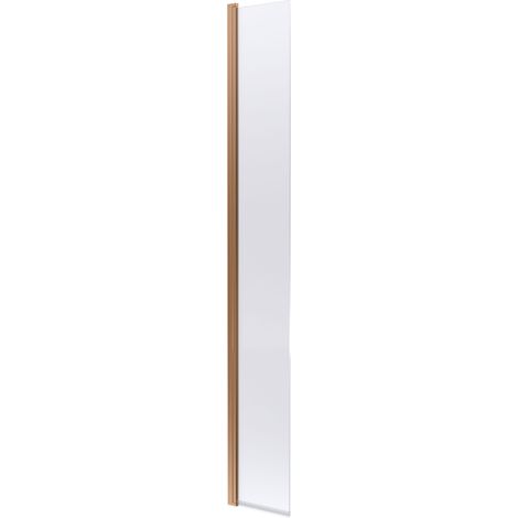 Balterley Blymhill Contemporary Bathroom 8mm Glass Hinged Flipper Return Screen, Brushed Brass, 1950 x 322 x 27mm