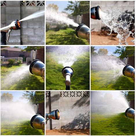 Pistolet haute pression 9 fonctions en alliage de zinc – Outil pour tuyau de jardin – Finition mate