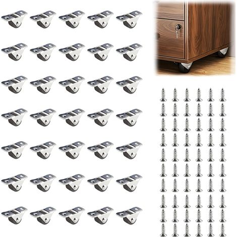30 Pcs Roulettes pour Meubles Lourd, 12 mm Mini Roulettes Pivotantes Roulette à Rouleaux en Caoutchouc, pour Meubles, Petits Appareils électroménagers, Chariots, boîtes à outils, avec vis (1/5)