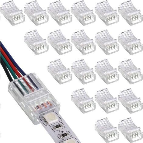 20 Pièces Connecteur de Bande à LED RGB 5050 LED Strip Connector 4 broches 10 mm Connecteurs Gapless pour connexion de bande LED (1/5)