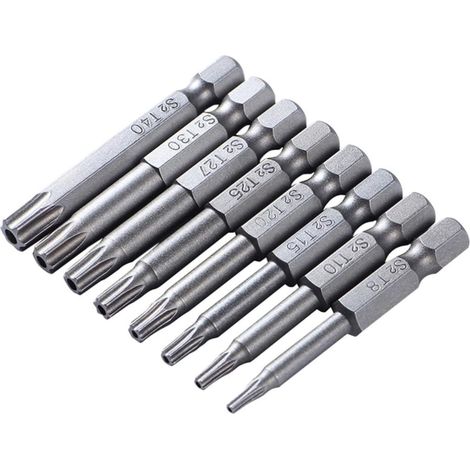 Jeu D'embouts en Étoile 8 Pièces en Acier Alliage Chrome Vanadium 50mm, Embouts de Tournevis Magnétiques Haute Précision pour Perceuses Électriques Air (1/5)