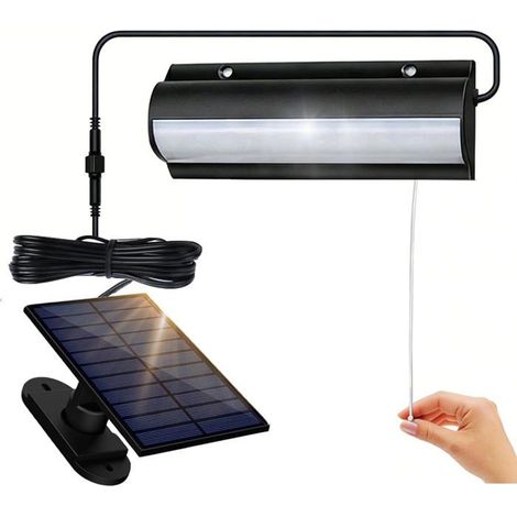 KLVGTIFS PU - Lampe solaire pour intérieur et extérieur, lampe solaire suspendue avec interrupteur à chaîne simple, lustre solaire étanche IP65 (1/5)