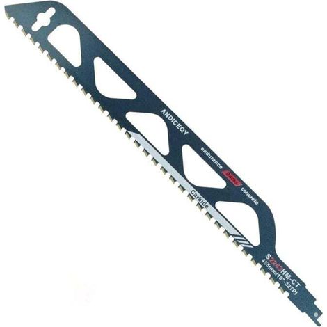Lame de scie sabre en acier au carbure de tungstène pour métal, bois, pierre, accessoires de scie sabre pour béton cellulaire, brique, béton, plaque de ciment, longueur (455mm/18")