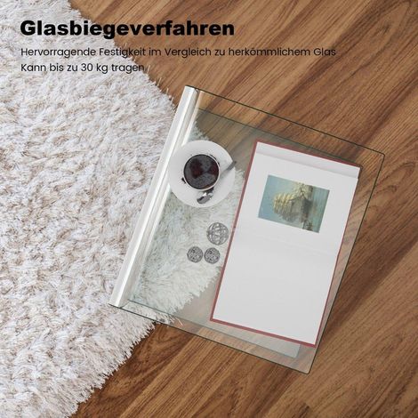 Beistelltisch aus glas - u formig gehartet 45 x 45 x 41 cm (1/5)