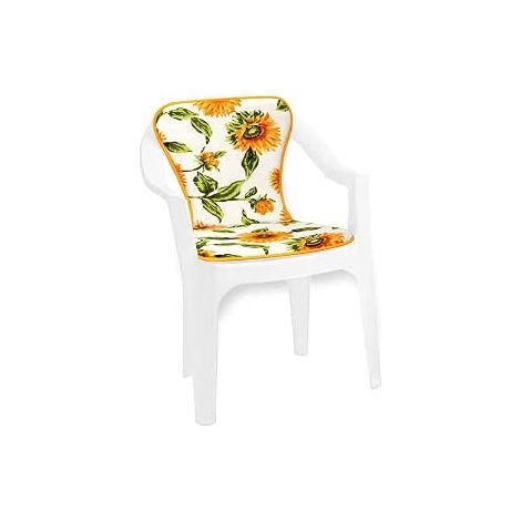 Coussin de Chaise de jardin Pliant Douce Intérieur Extérieur Bar Dehor Motif tournesols - Blanc (1/5)