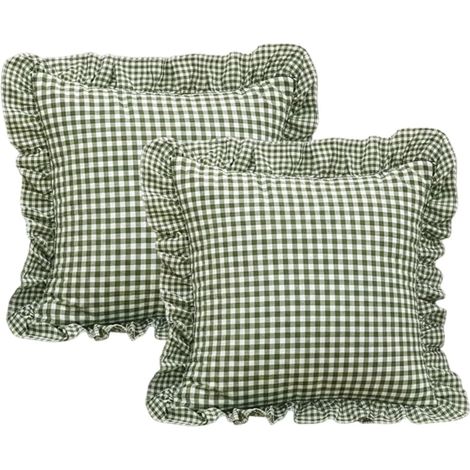 Lot de 2 Housse de Coussin à Carreaux, Protection de Taies d'oreiller à Volants, Décoration de Coussin de 45 X 45 Cm, Housses de Coussin Douces pour la Décoration de la Maison, Canapé-lit, Canapé (1/5)