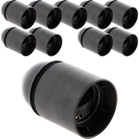 Zenitech – Lot de 10 douilles lisses E27 sans bague – Noir – Thermoplastique – 4A 250V pour luminaires – Installation facile et sécurisée