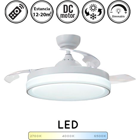Ventilador de techo manila motor DC 6 velocidades Lampara ventilador con luz led regulable 45W 6300Lm 3000K/4000K/6000K (1/5)