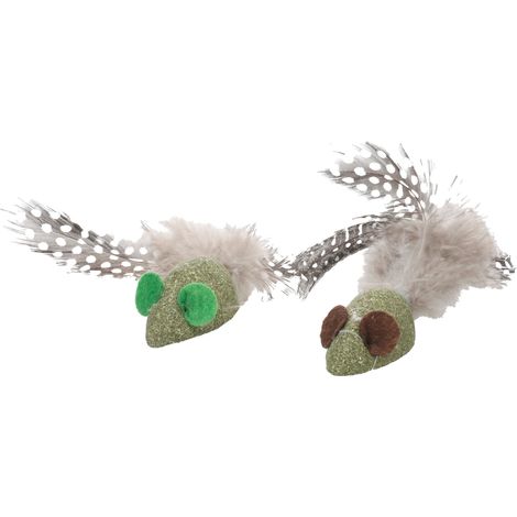 Jouet souris Katti en cataire avec plumes pour chat (1/4)
