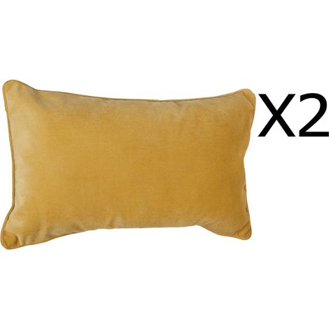 Lot de 2 coussins rectangulaires 100% polyester coloris ocre - Dim : L.50 x l.30 cm -PEGANE (1/2)