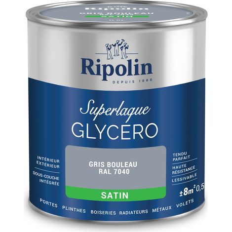 Ripolin - Peinture Couleur Superlaque Glycéro 2en1 Satin - 0,5L - Gris Clair RAL 7035