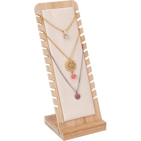CCYKXA Necklace Display Stand Wooden Easel Jewelry Holder Storage Jewelry Organizer with Leather for Bracelet Pendants, 10x10x26cm (1/4)