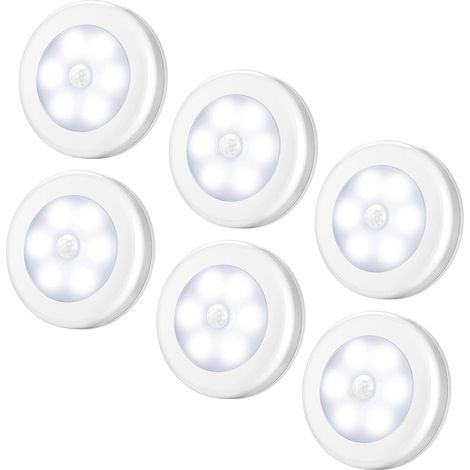 Detecteur De Mouvement - Lumiere LED Pour Placard Escalier Couloir - 8.02 x 8.02 x 2.03 cm - PC - Blanc Chaud - 1 Unite (1/5)