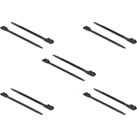 Attache-câble - DELOCK - 18891 - Nylon Noir - 1,0m - Lot de 10 - Double Serrage