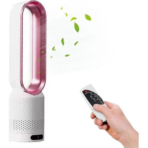 YMYNY 90° oszillierender Turmventilator, ohne Rotorblätter, verstellbar, 50 x 14 cm, für Zuhause, leicht zu reinigen (Farbe: Rosa) (1/5)