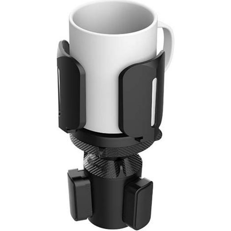 Porte-gobelet de voiture, noir, ABS réglable, compatible avec les gobelets de 7,5 à 14 cm, support pour téléphone et tablette (1/5)