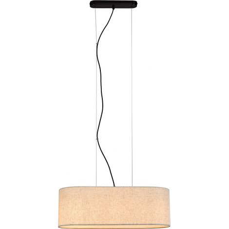 Suspension NARMIN E27 3x MAX 40W métal noir mat, textile beige L: 60cm H: 22cm dimmable (1/3)