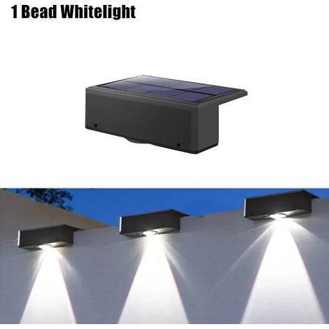(1 perle - lumière blanche - 1 pièce) Applique murale solaire extérieure étanche, projecteur ultra puissant, compatible avec les clôtures de jardin ou les murs extérieurs. (1/5)