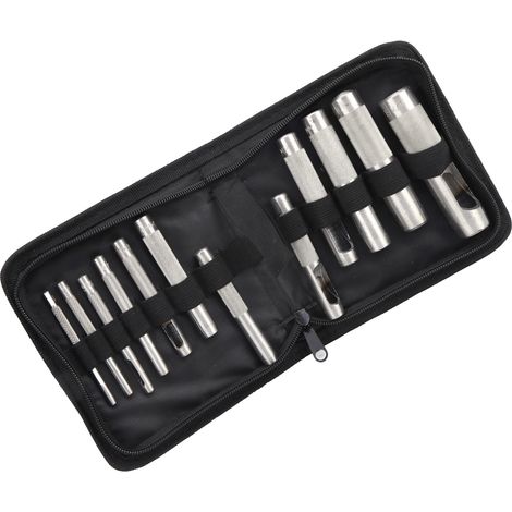 12-teiliges Set aus Lederlochern aus Kohlenstoffstahl, manuelle Lochstanzen, Meißel, Werkzeug für Gürtel, 3–19 mm (1/5)