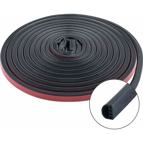 Silicone Weatherstrip, Multi-hole Sealing Strip for Doors and Windows, Anti-Collision, Soundproof, Dustproof, Windproof, 6m (D96mm, Black) (1/4)