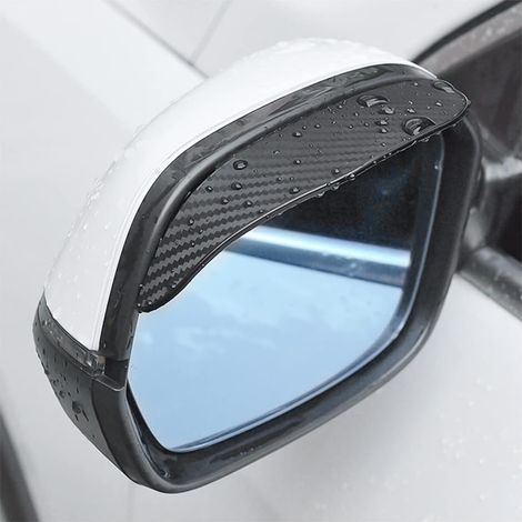 Lot de 2 pare-soleils fumés en fibre de carbone pour rétroviseurs latéraux - Protection anti-pluie universelle pour voitures, camions et SUV (noir) (1/5)