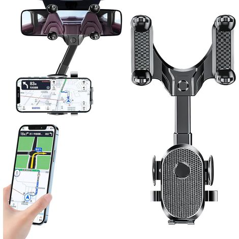 Support Téléphone Voiture - Support Rotatif 360° pour Rétroviseur Intérieur - Compatible Tous Smartphones - 1 Pièce (1/5)
