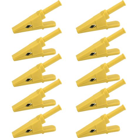 Lot de 10 Pinces de Test 20mm Ouverture Bonne Conductivité Sécurité Type Connecteur avec Douille 4mm pour Circuit Électrique Jaune (1/5)