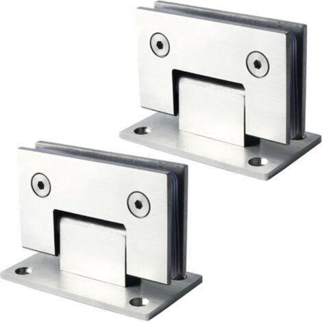 2 Pieces Clamp Door Hinge, 90 Degree Folding Wall Connector Hinge, Adaptable from 8 to 12 mm, Brushed Stainless Steel Finish, EBL5500-LS-2P (1/5)