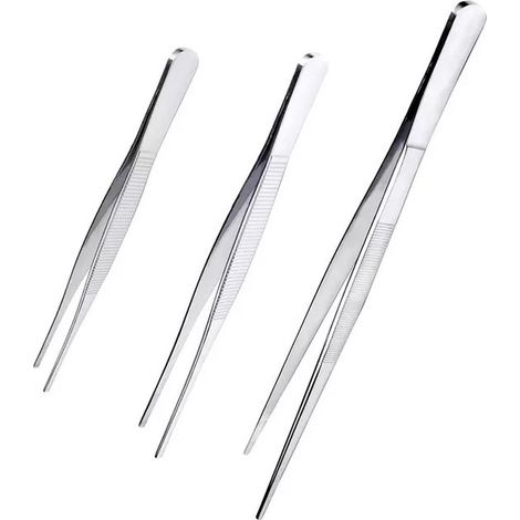Lot de 3 pinces de cuisine en acier inoxydable, 30 cm, 21 cm et 16 cm, pinces longues pour cuisine, pâtisserie et barbecue (1/3)