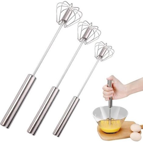 Ensemble de mixeur 3 pièces - fouet à œufs - batteur - mixeur plongeant - fouet à œufs semi-automatique - acier inoxydable - argent (1/5)