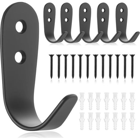 6 Pièces Patere Porte Manteau Mural Noir,Patere Robustes Métal Avec Vis (1/5)