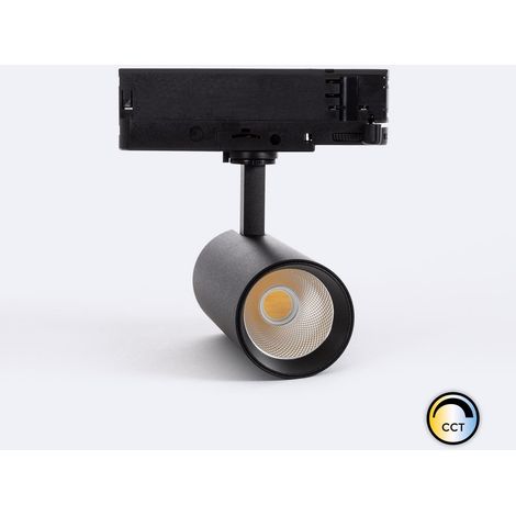 Spot LED sur Rail Triphasé 20W Carlo CCT Sélectionnable Noir (4000K - 5000K - 6000K) Sélectionnable