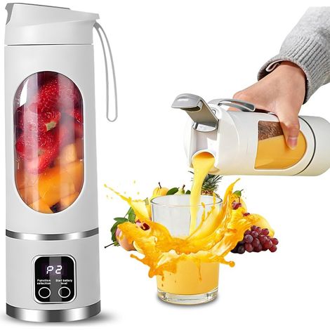 Frullatore portatile da 500 ml, rosa, per frullati, per uso in cucina, frullatore da asporto con display digitale, spremiagrumi elettrico USB a 16 lame (1/5)