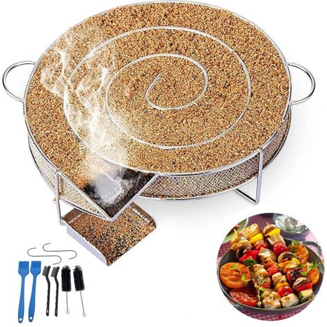 – Générateur de fumée froide en acier inoxydable – Durée de combustion 5 à 12 heures – Compatible barbecues à gaz et charbon – Fume viande, poisson, fromage (1/3)