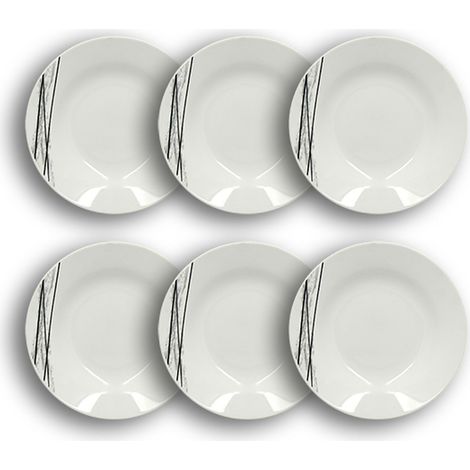 Lot de 6 assiettes creuses en porcelaine 20cm, CARBONE (1/3)