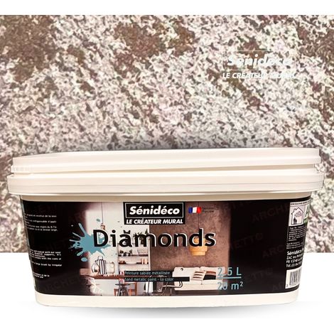 Peinture décorative sablée métallisée - DIAMONDS 2,5L pour 20m² coloris Ivory (1/5)