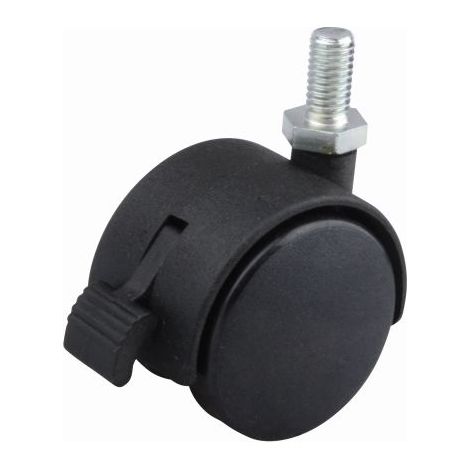 40-mm-Möbelrolle mit M8x15-mm-Achse und Bremse, Schwarz SANS MARQUE