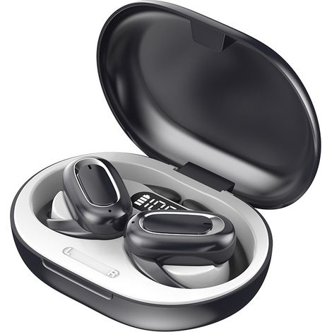 T35 True Wireless OWS Bluetooth Headphones, Digital Display, Large Screen, Noise Cancelling, Sports Earhook Open-Type Bluetooth Headphones -- T35 Blue-Gray (1/3)