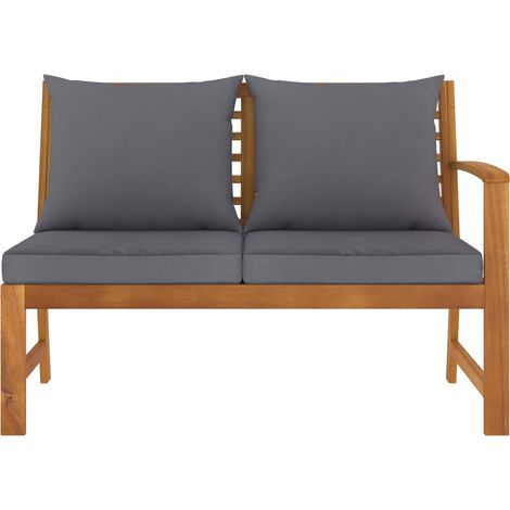 INLIFE Banc de jardin 114,5 cm avec coussin gris foncé Bois d'acacia (1/5)