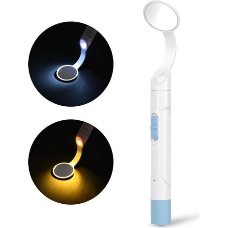 Miroir d'Inspection Dentaire, Rechargeable Miroir Dentaire avec La Lumière, Miroir dentaire avec lumière anti-buée, miroir LED pour inspection des dents, soins bucco-dentaires,bleu (1/5)