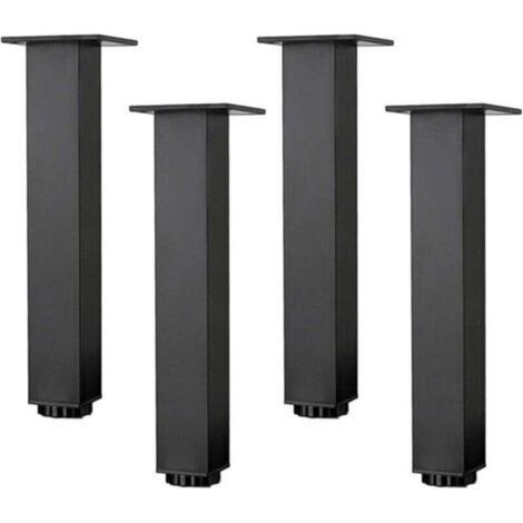Ensemble de 4 pieds de meuble réglables en hauteur en aluminium pour table basse, canapé, noir avec vis (35 cm/13,8 po)